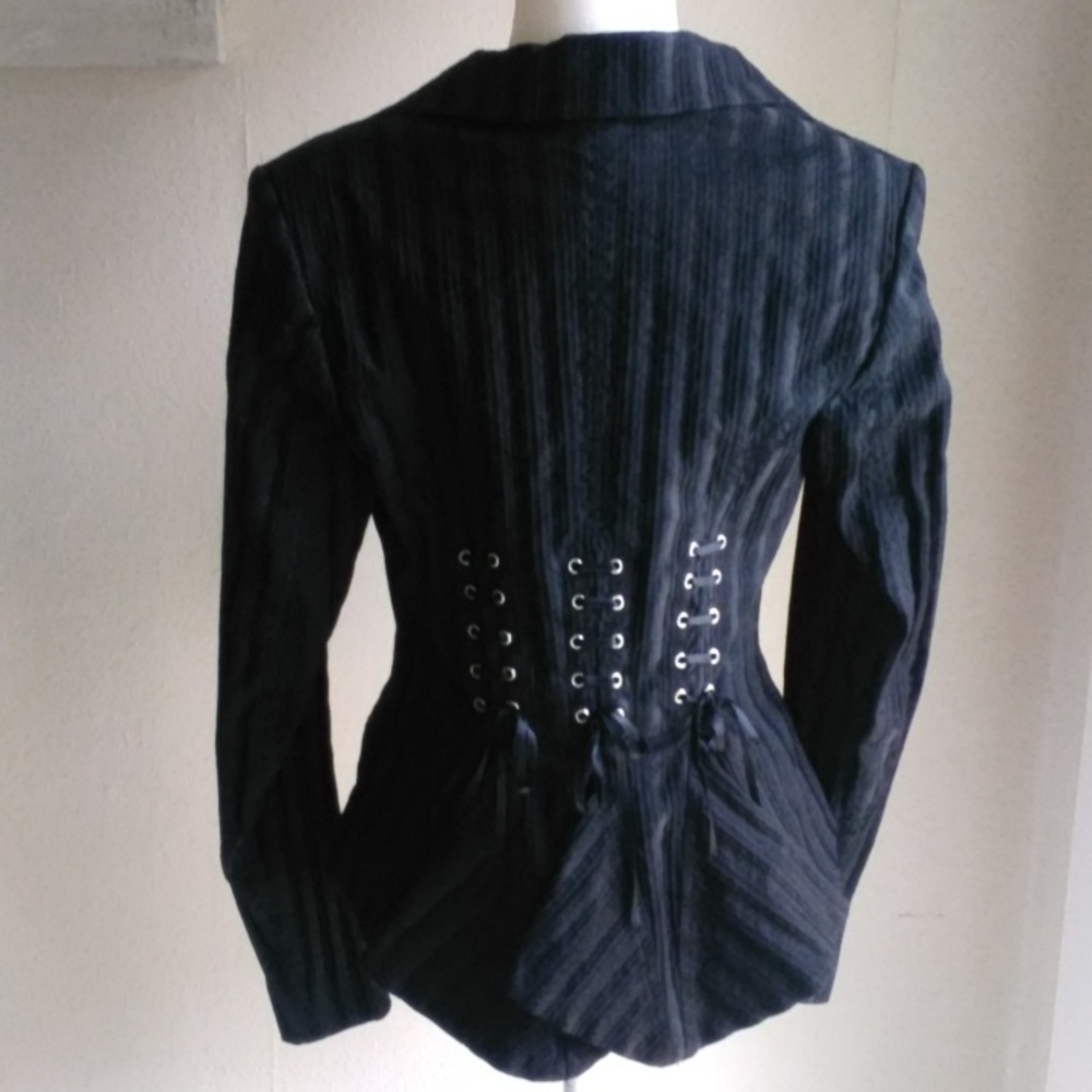 Just Cavalli Black Pinstripe Lace-Up Waist Blazer Absolutely Stunning!!!! - Picture 8 of 9